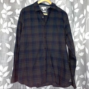 Black Plaid Long Sleeve Button Down